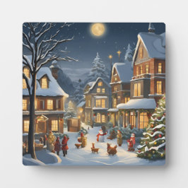 Placa Expositora Pueblo Navideño Nevado