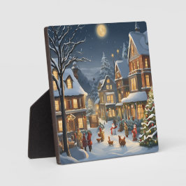 Placa Expositora Pueblo Navideño Nevado