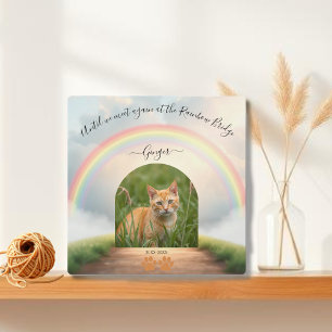 Placa Expositora Puente Arcoíris - Memorial de Gatos Personalizado