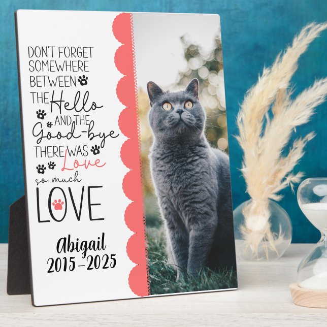 Placa Expositora Puente del Arcoíris de Recuerdo de Mascota Simpatí (Pet memorial photo plaque for cat loss—a comforting sympathy gift idea for a grieving pet parent.)