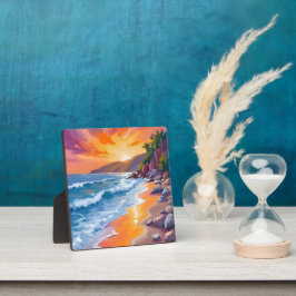 Placa Expositora Puesta de sol en Napili Bay Maui Hawaii Pintura Ar