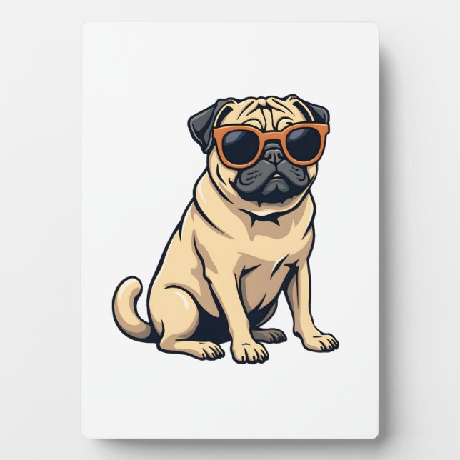 Placa Expositora Pug Antiguo Haciendo Dab con Gafas de Sol Perro Di (Frente)