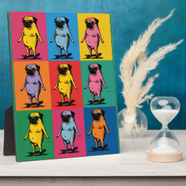 Placa Expositora Pugs Divertidos en Monopatines Cuadrícula de Arte 