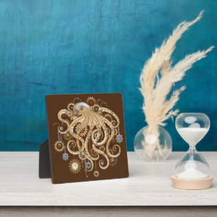 Placa Expositora Pulpo Steampunk Retro Fantasía Mecánica