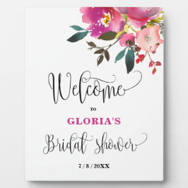 Placa Expositora Purple Floral  Bridal Shower Welcome 