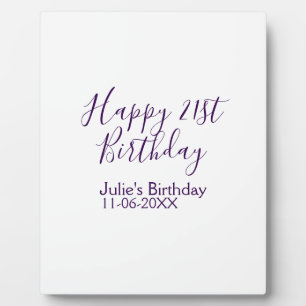 Placa Expositora Purple happy 21st cumpleaños fecha Keychain