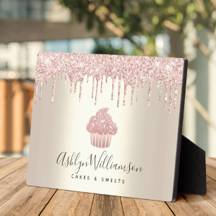 Placa Expositora Purpurina de pastelitos rosados Drin Panadería Pas