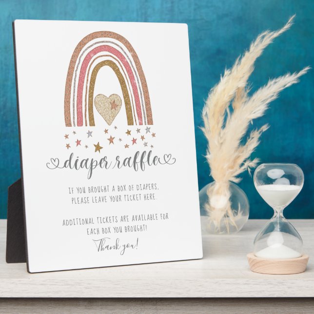 Placa Expositora Purpurina rosado moderno arcoiris estrena pañal (Lado)