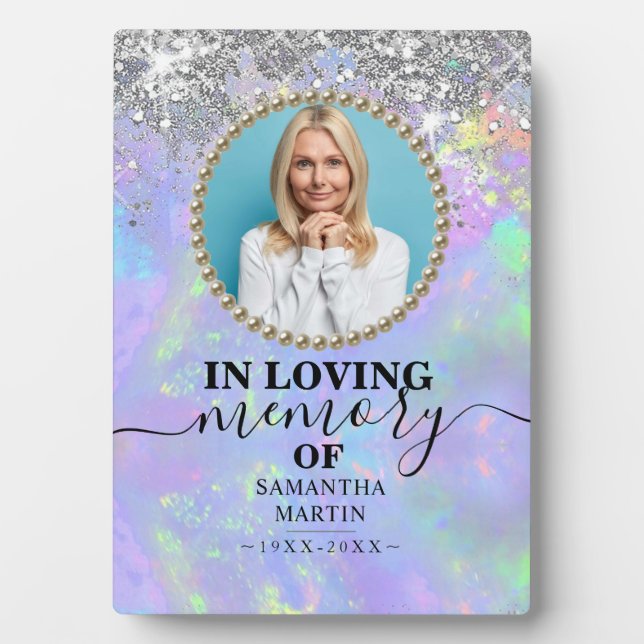 Placa Expositora Purpurina Sparkly Photo Memorial Plaque (Frente)