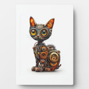 Placa Expositora Purr de vapor � Gato robot steampunk