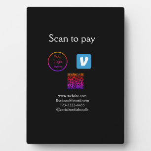 Placa Expositora Q R código venmo scan para pagar añadir logotipo m