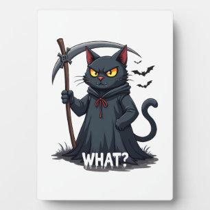Placa Expositora Qué Gato Gato Negro Halloween Gato Espantoso Gato 