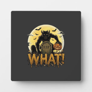 Placa Expositora Qué Lápida De Calabaza De Hombre Lobo Luna Llena