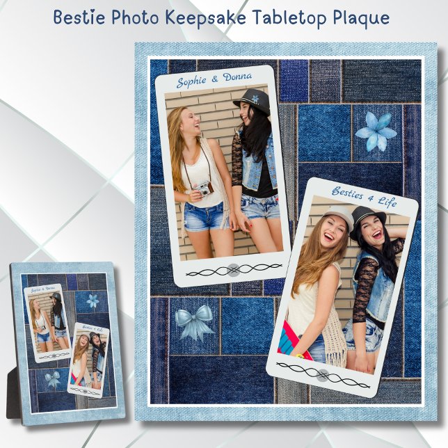 Placa Expositora Querida amistad Bestie Keepsake Plaque Denim (Cherished Friendship Bestie Keepsake Plaque Denim)