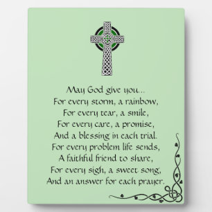 Placa Expositora Querida Rótulo de tabletop de la oración irlandesa