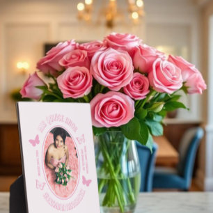Placa Expositora Quinceañera de Mariposas Rosas