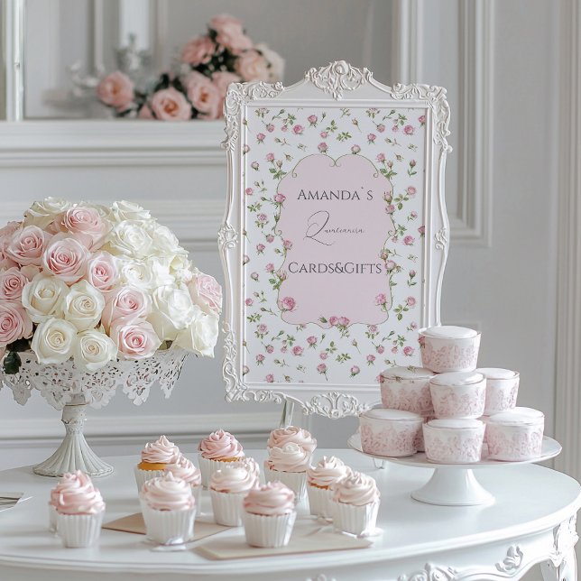 Placa Expositora Quinceanera Rubor Pink Rose Cumpleaños (Subido por el creador)