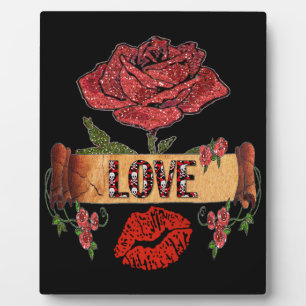 Placa Expositora RAB Rockabilly Valentine Rosas, Love & Lipstick