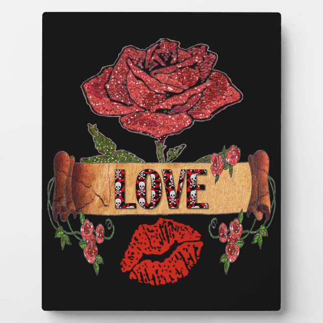 Placa Expositora RAB Rockabilly Valentine Rosas, Love & Lipstick (Frente)