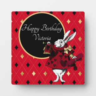 Placa Expositora Rabbit blanco en cumpleaños rojo