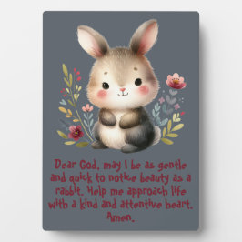 Placa Expositora Rabbit Woodland Kids Christian Prayer on Grey |