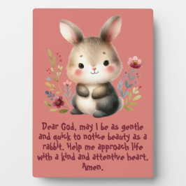 Placa Expositora Rabbit Woodland Kids Christian Prayer on Pink |
