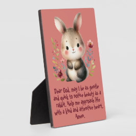 Placa Expositora Rabbit Woodland Kids Christian Prayer on Pink |