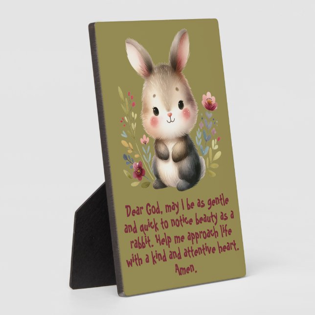 Placa Expositora Rabbit Woodland Kids Christian Prayer sobre el ver (Lado)