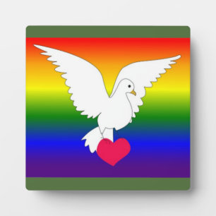 PLACA EXPOSITORA RAINBOW HEART DOVE