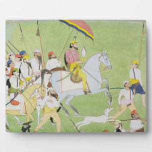Placa Expositora Rajah Dhian Singh (1796-1840) cazando con compañía