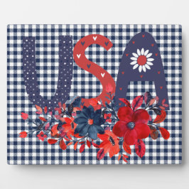 Placa Expositora Ramo Patriótico USA Rojo Blanco & Azul