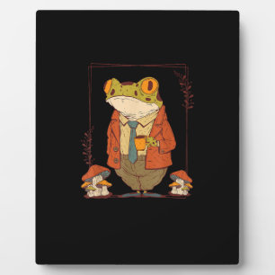 Placa Expositora Rana Estética Académica Goblincore Hongo