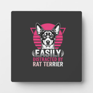 Placa Expositora Rat Terrier Fácilmente Distraído Perro Retro