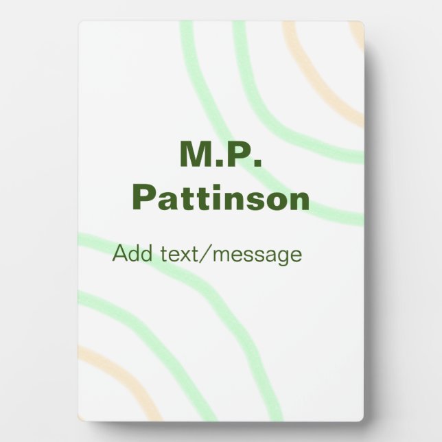 Placa Expositora Rayas de naranja verde agregar mensaje de texto de (Frente)