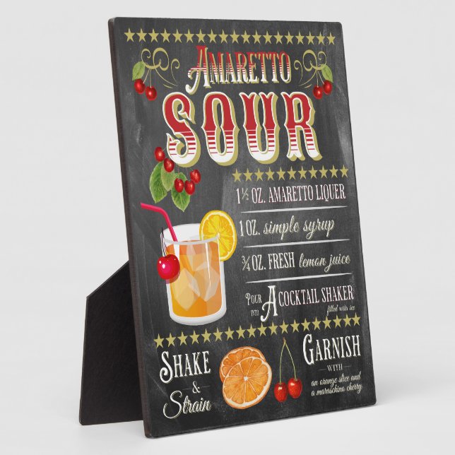 Placa Expositora Receta de Amaretto Sour Chalkboard (Lado)