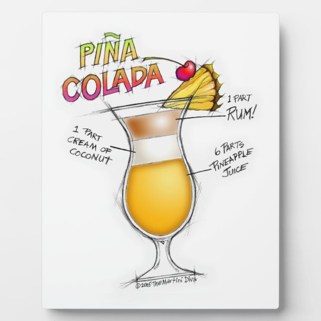 PLACA EXPOSITORA RECETA DE COCTEL DE PINA COLADA ART (Frente)
