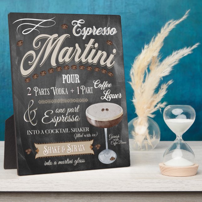 Placa Expositora Receta de Espresso Martini Chalkboard (Lado)