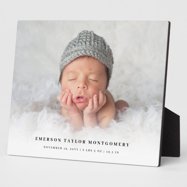 Placa Expositora Recién nacido clásico sencillo de degradado blanco (Lado)