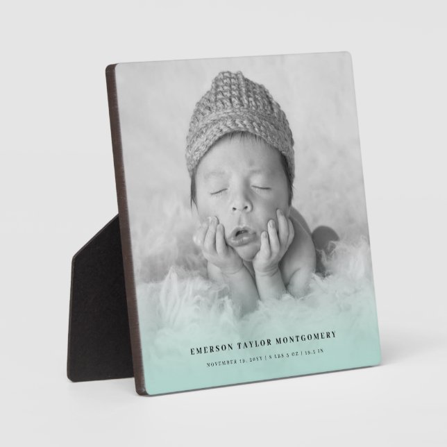 Placa Expositora Recién nacido de imagen de degradado de menta simp (Anverso)