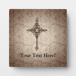 Placa Expositora Recorrido elegante de la Cruz Cristiana con fondo 