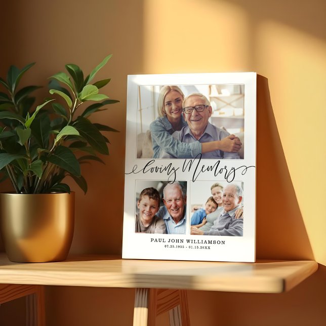 Placa Expositora Recuerdo Amoroso 3 Colage de Fotos Recuerdo Memori (Loving Memory 3 Photo Collage Memorial Keepsake Plaque)
