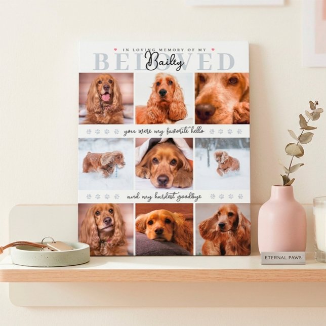 Placa Expositora Recuerdo conmemorativo personalizado de mascota, c (In loving memory of dog pet memorial custom photo collage plaque)