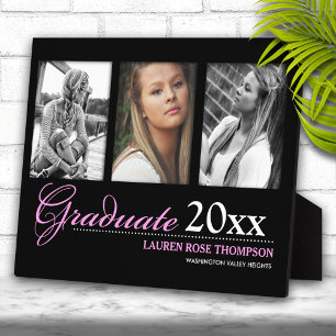 Placa Expositora Recuerdo de Colaje de Fotos de Graduación Trio