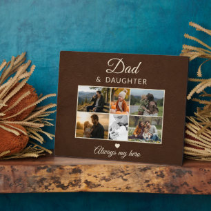 Placa Expositora Recuerdo de cuero para papá e hija con 6 fotos