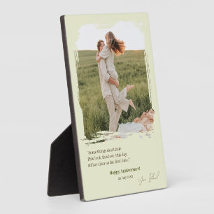 Placa Expositora Recuerdo de foto de aniversario de boda verde con 