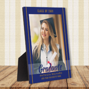 Placa Expositora Recuerdo de foto de graduación de Blue And Gold 20