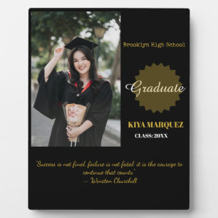 Placa Expositora Recuerdo de foto de hito de graduado dorado