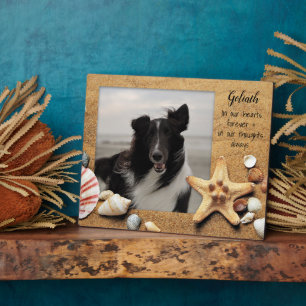 Placa Expositora Recuerdo de foto de mascota con conchas de playa d