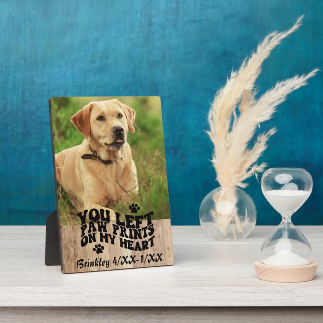 Placa Expositora Recuerdo de foto memorial de mascota con huellas d (Lado)