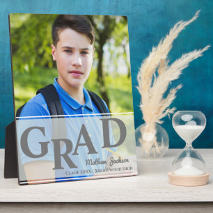 Placa Expositora Recuerdo de fotos de graduación masculina de la cl